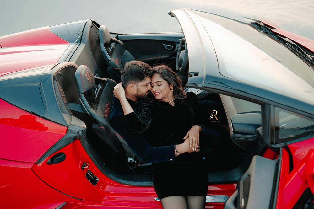 Couple hand in hand in Dubai cityscape